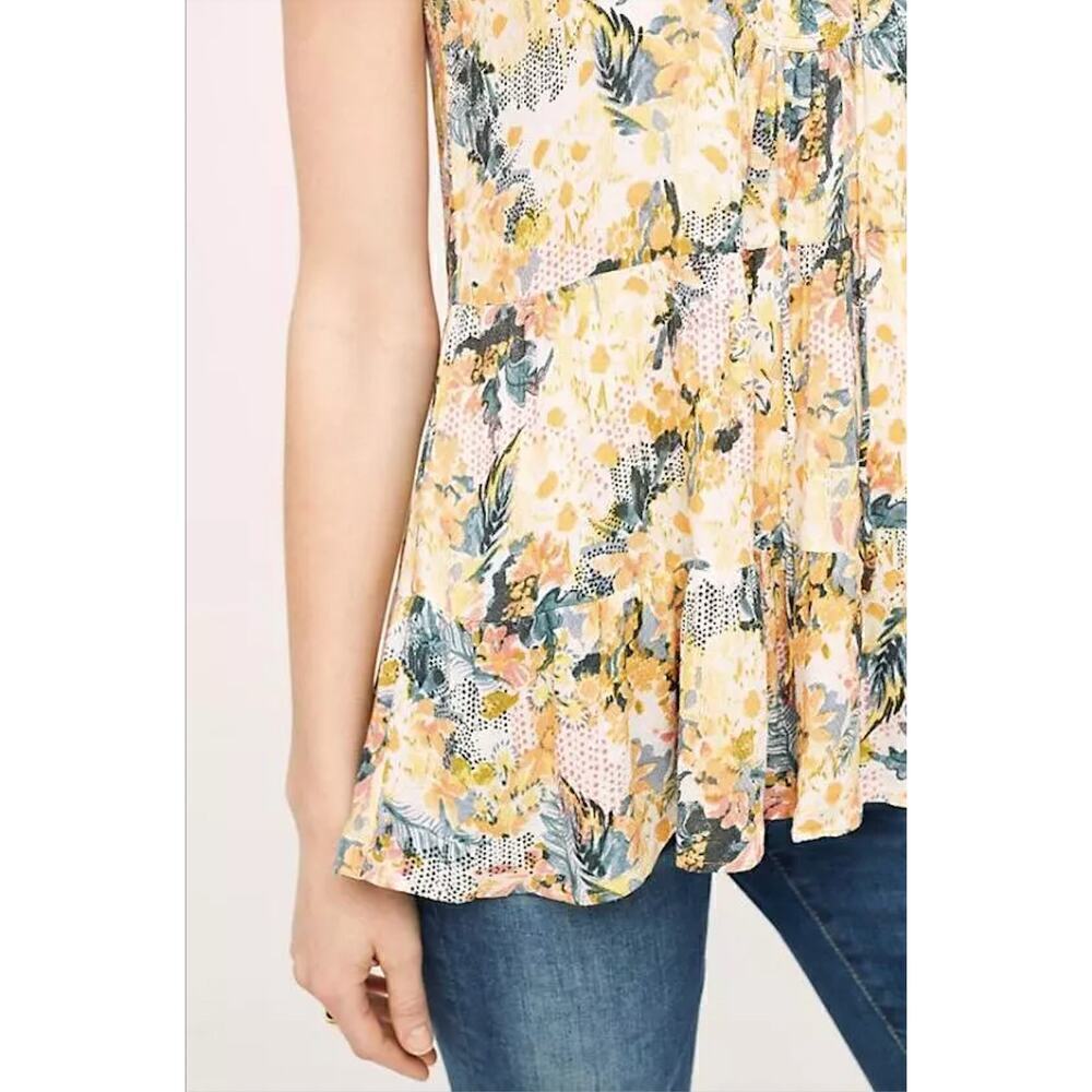 Anthropologie Floreat Anafa Tiered Tank Top Orange Floral Print, Size 0 - Picture 7 of 11